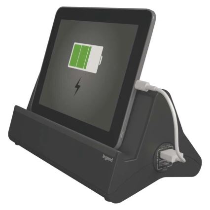 Legrand 050411 - Verlängerungskabel mit Schalter und Tablet-Halterung 3Z Typ E + 2 x USB-A 1,5m schwarz