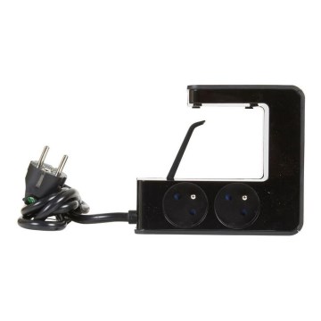 Legrand 050412 - Verlängerungskabel mit Schalter für Tischplatte 4Z Typ E + 2x USB-A 1,5m schwarz