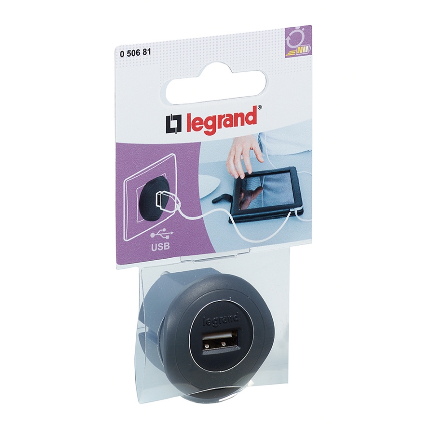 Legrand 50681 - Adattatore USB con presa elettrica 230V/1,5A nero