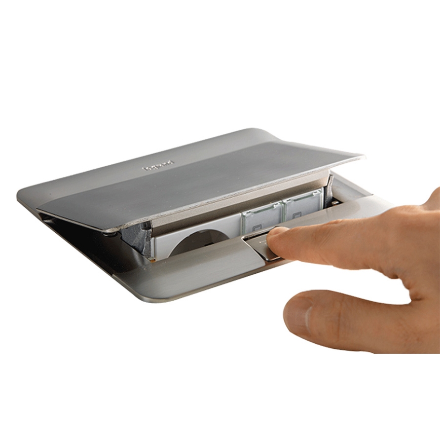 Legrand 54023 - Steckdoserahmen für die Tischplatte POP-UP 2x4M Edestahl