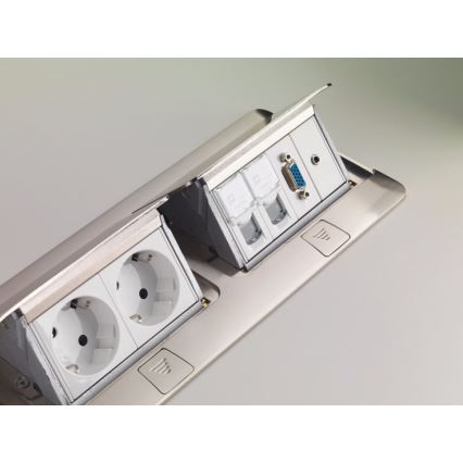 Legrand 54023 - Steckdoserahmen für die Tischplatte POP-UP 2x4M Edestahl