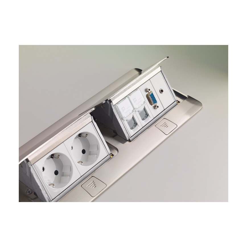 Legrand 54023 - Steckdoserahmen für die Tischplatte POP-UP 2x4M Edestahl