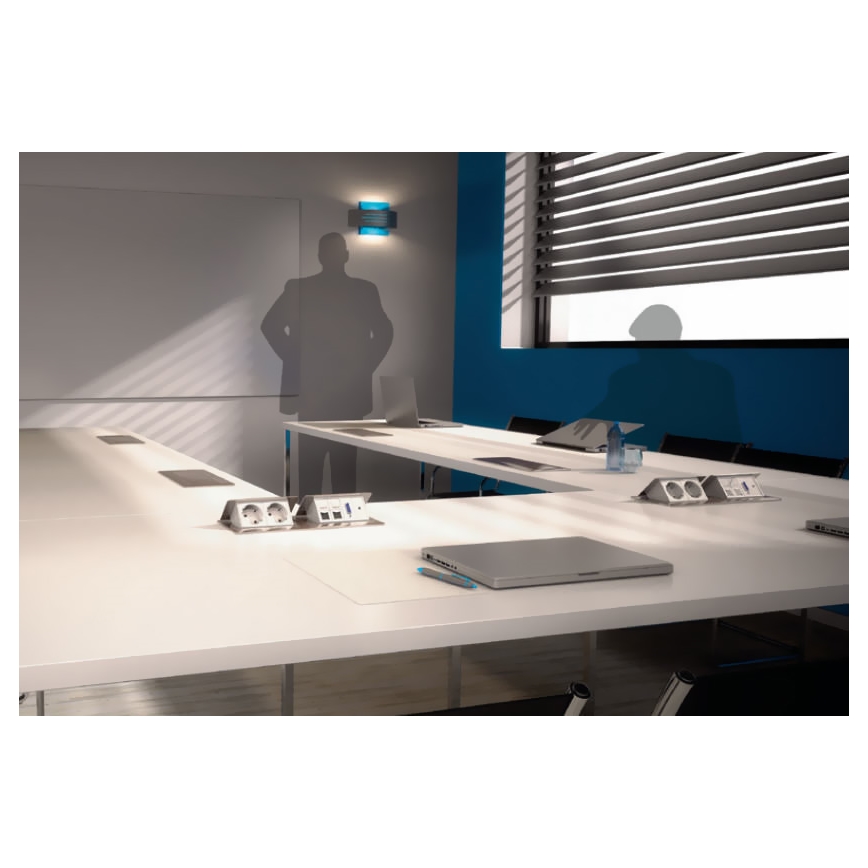 Legrand 54023 - Torretta a scomparsa da tavolo/scrivania POP-UP 2x4M acciaio inossidabile