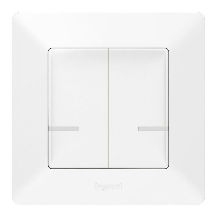 Legrand 752187- Interruttore wireless intelligente a 2 pulsanti VALENA 1xCR2032 Wi-Fi IP40