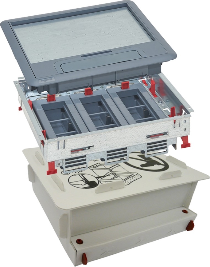 LEGRAND - Cassetta a pavimento per calcestruzzo 18 moduli (9 dispositivi 45x45)