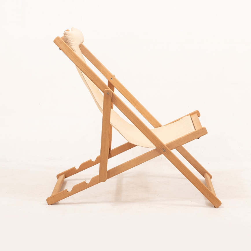 Lettino da giardino beige/faggio