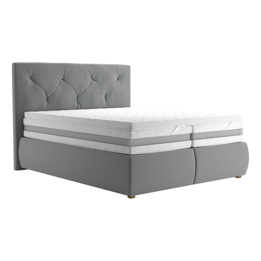 Letto a molle con materasso e topper ELEN 160x200 cm grigio