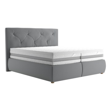 Letto a molle con materasso e topper ELEN 180x200 cm grigio