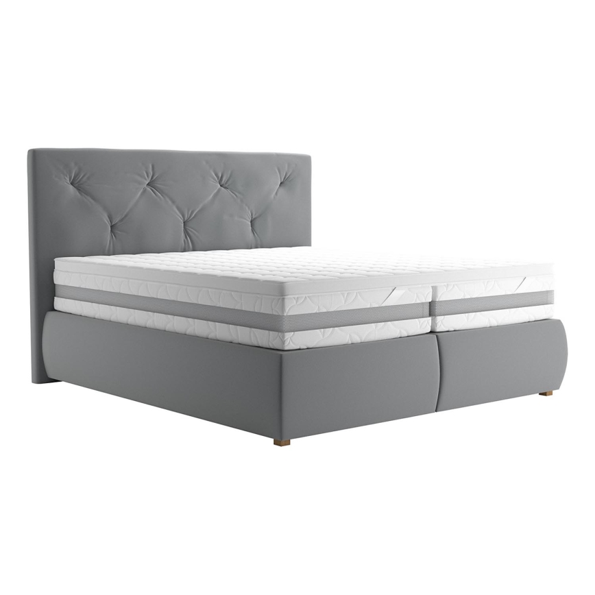 Letto a molle con materasso e topper ELEN 180x200 cm grigio