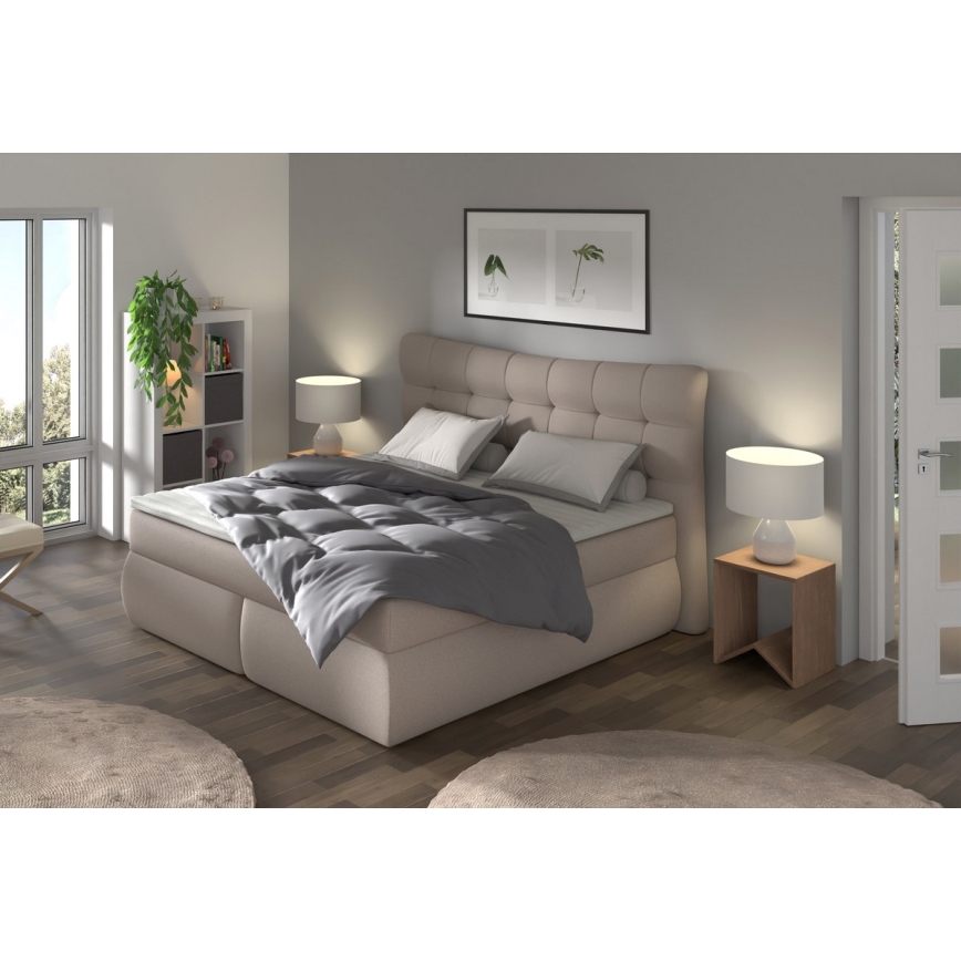 Letto boxspring con materassi e topper SOFIA 180x200 cm beige