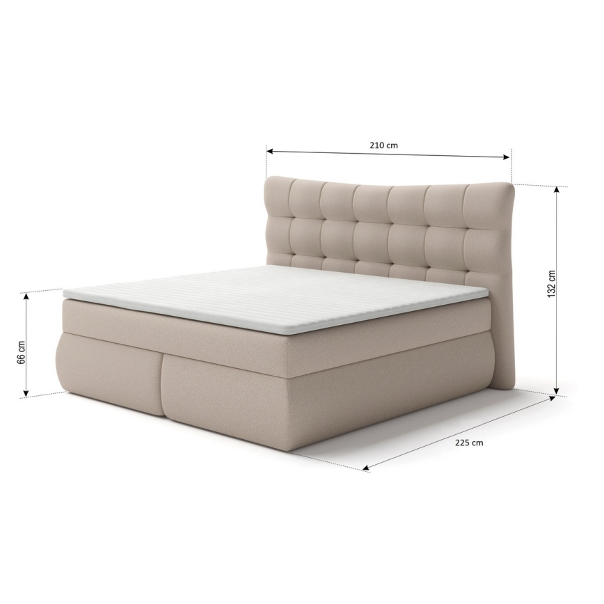 Letto boxspring con materassi e topper SOFIA 180x200 cm beige