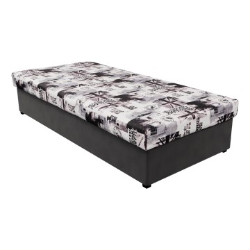 Letto contenitore NOE 90x200 con materasso a molle e vano contenitore, grigio/nero