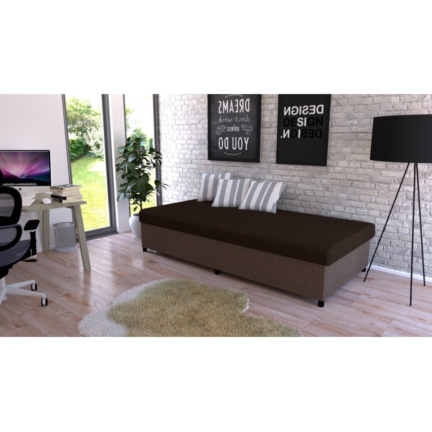 Letto da giorno imbottito con contenitore CORY 80x200 marrone