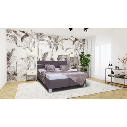 Letto imbottito ALIS 160x200 cm con contenitore, senza materasso, marrone