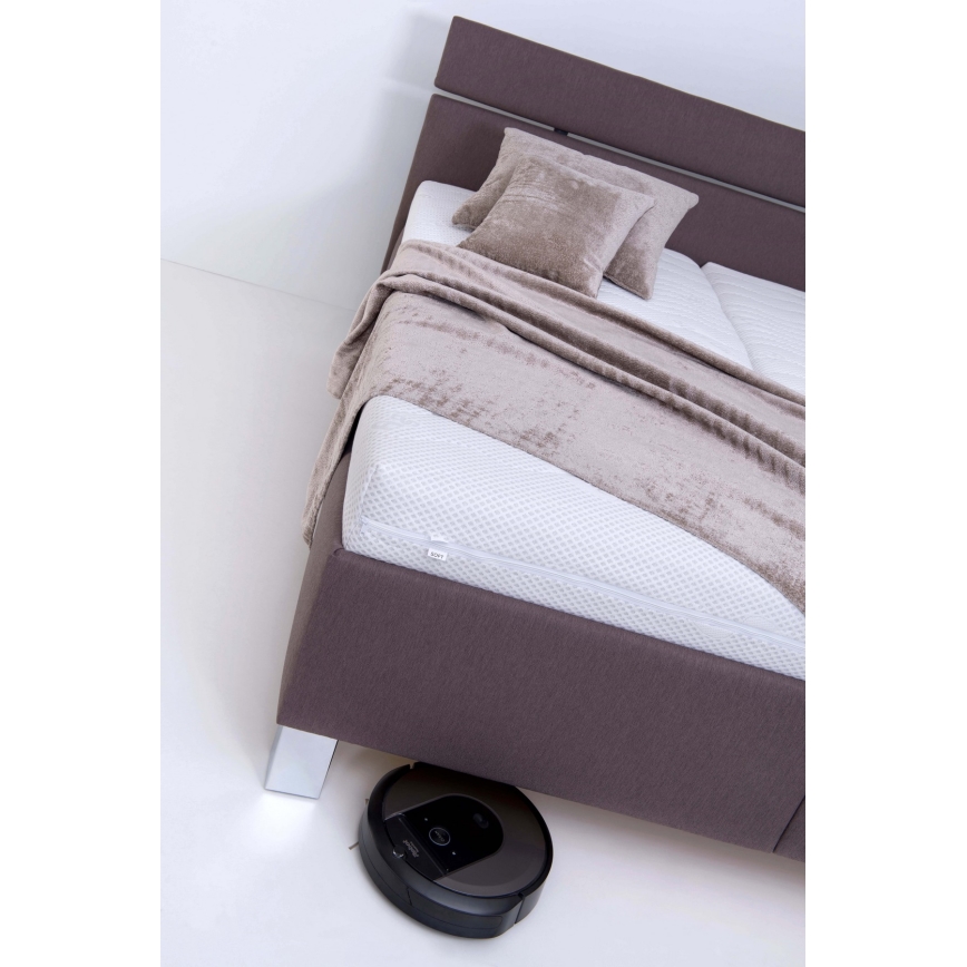 Letto imbottito ALIS 160x200 cm con contenitore, senza materasso, marrone