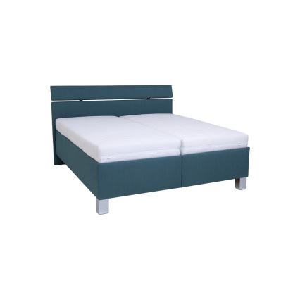 Letto imbottito ALIS 160x200 cm con materasso e contenitore, colore petrolio