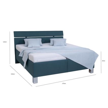 Letto imbottito ALIS 160x200 cm con materasso e contenitore, colore petrolio