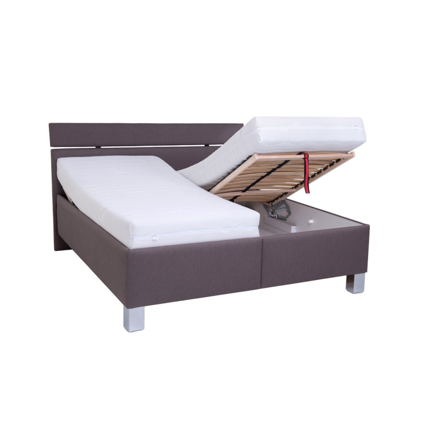 Letto imbottito ALIS 160x200 cm con materasso e contenitore, marrone