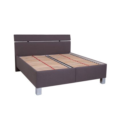 Letto imbottito ALIS 160x200 cm con materasso e contenitore, marrone