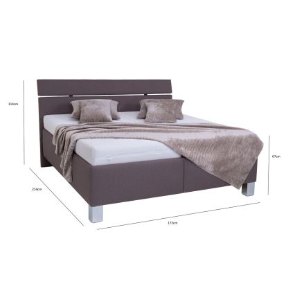 Letto imbottito ALIS 160x200 cm con materasso e contenitore, marrone