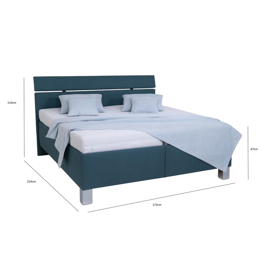 Letto imbottito con contenitore ALIS 160x200 cm, senza materasso, blu petrolio