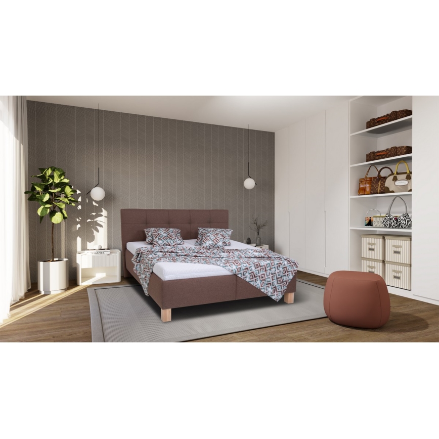 Letto imbottito con contenitore e materasso MARIA 180x200 cm, marrone