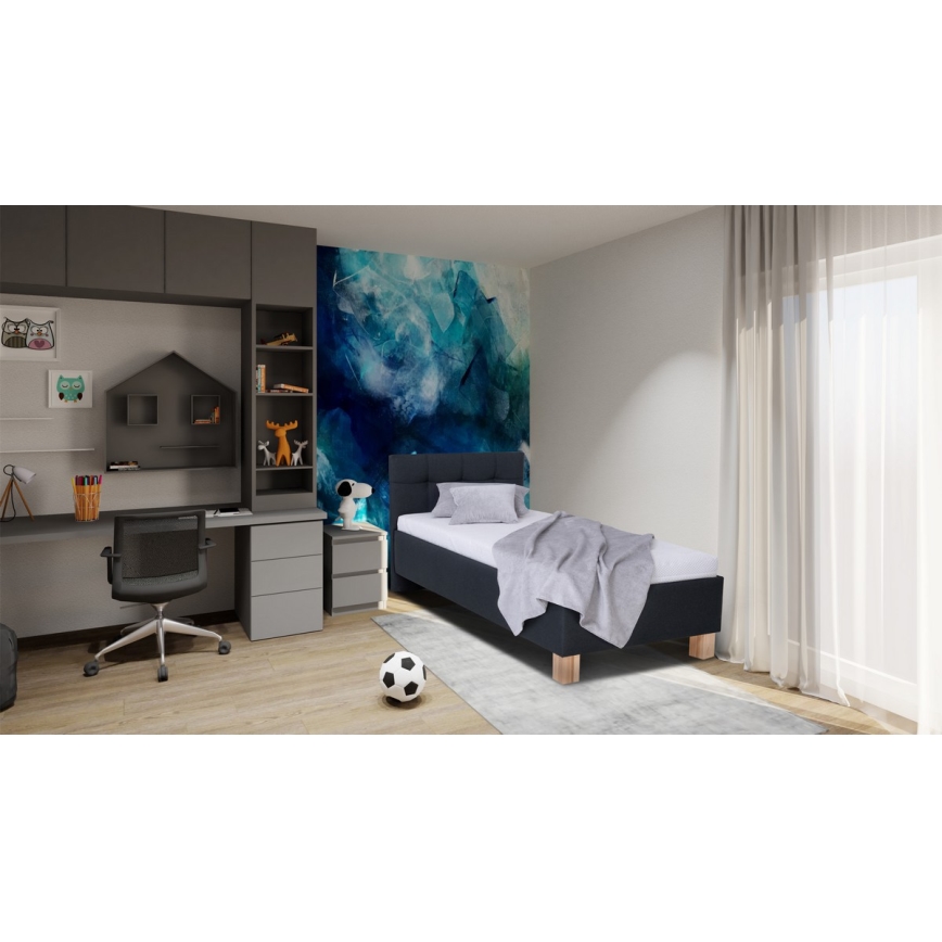 Letto imbottito con contenitore MARIA ONE 90x200 cm, senza materasso, antracite