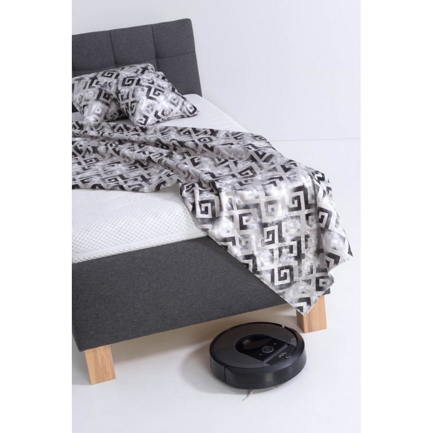 Letto imbottito con contenitore MARIA ONE 90x200 cm, senza materasso, grigio