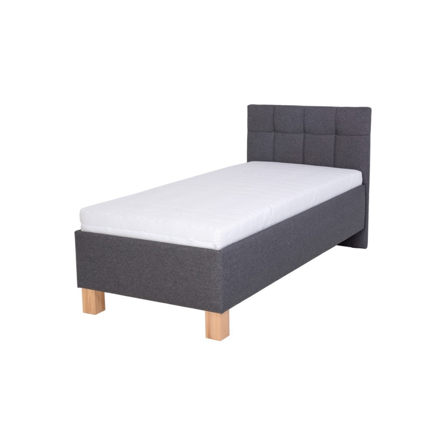 Letto imbottito con contenitore MARIA ONE 90x200 cm, senza materasso, grigio