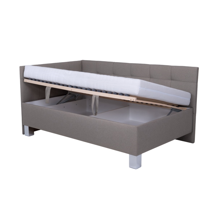Letto imbottito con contenitore senza materasso MARIA PETITE 120x200 cm taupe