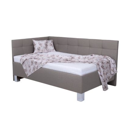 Letto imbottito con contenitore senza materasso MARIA PETITE 120x200 cm taupe