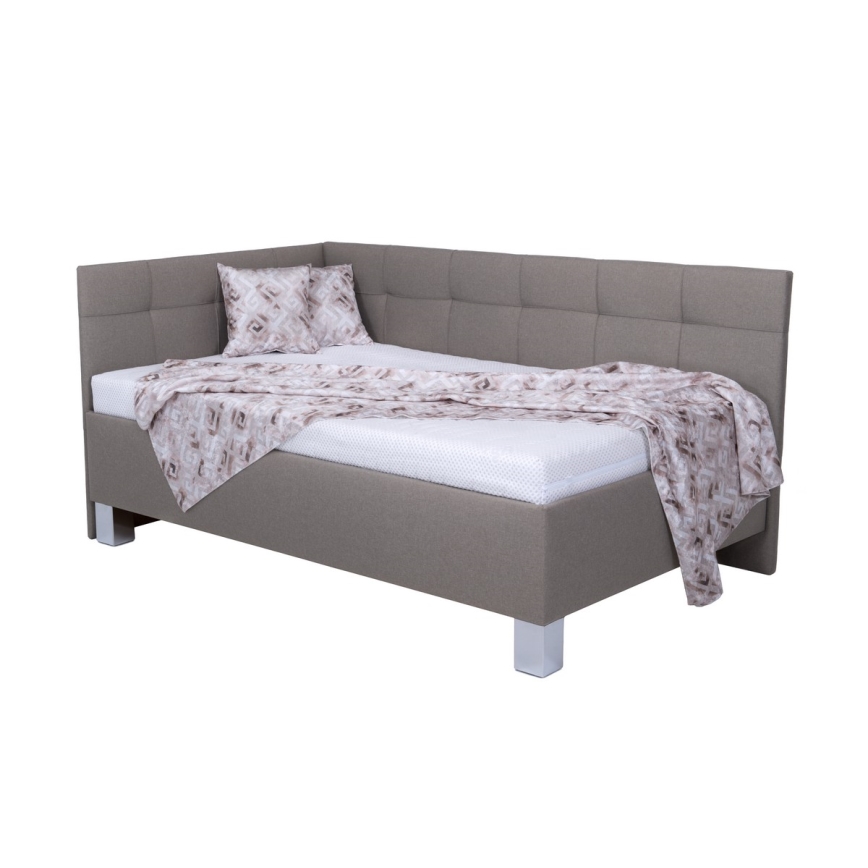 Letto imbottito con contenitore senza materasso MARIA PETITE 120x200 cm taupe