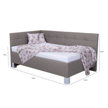 Letto imbottito con contenitore senza materasso MARIA PETITE 120x200 cm taupe