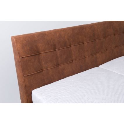 Letto imbottito con contenitore VIOLET 160x200 cm, senza materasso, marrone cognac