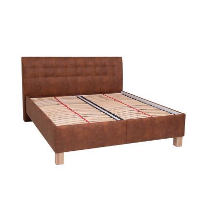Letto imbottito con contenitore VIOLET 160x200 cm, senza materasso, marrone cognac
