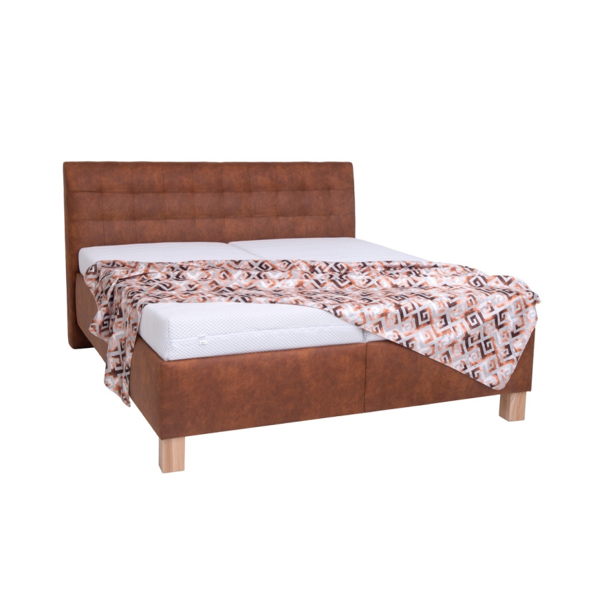 Letto imbottito con contenitore VIOLET 160x200 cm, senza materasso, marrone cognac