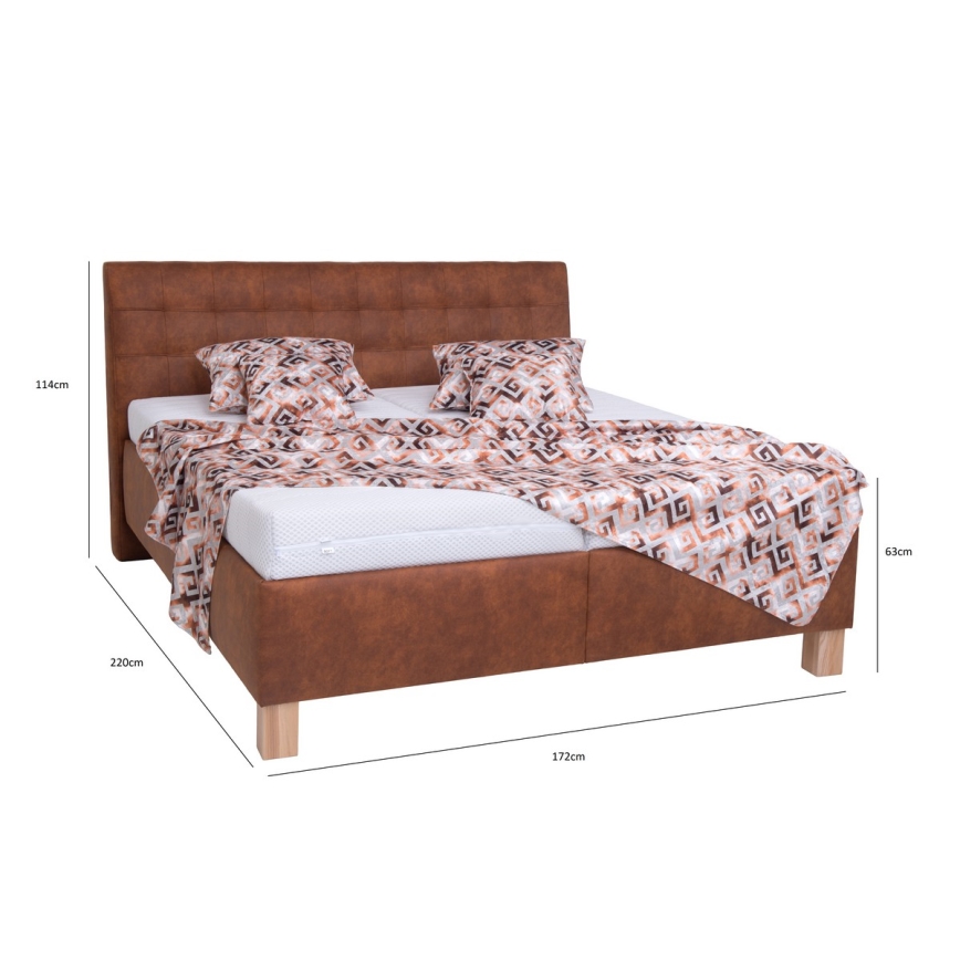 Letto imbottito con contenitore VIOLET 160x200 cm, senza materasso, marrone cognac