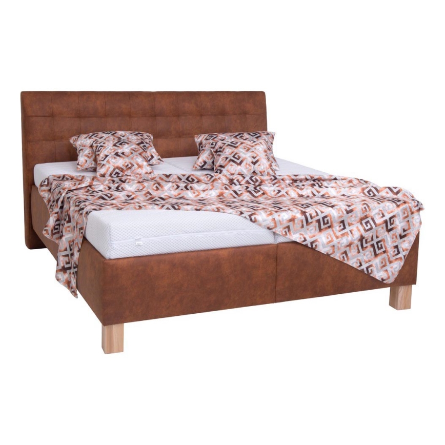 Letto imbottito con contenitore VIOLET 160x200 cm, senza materasso, marrone cognac