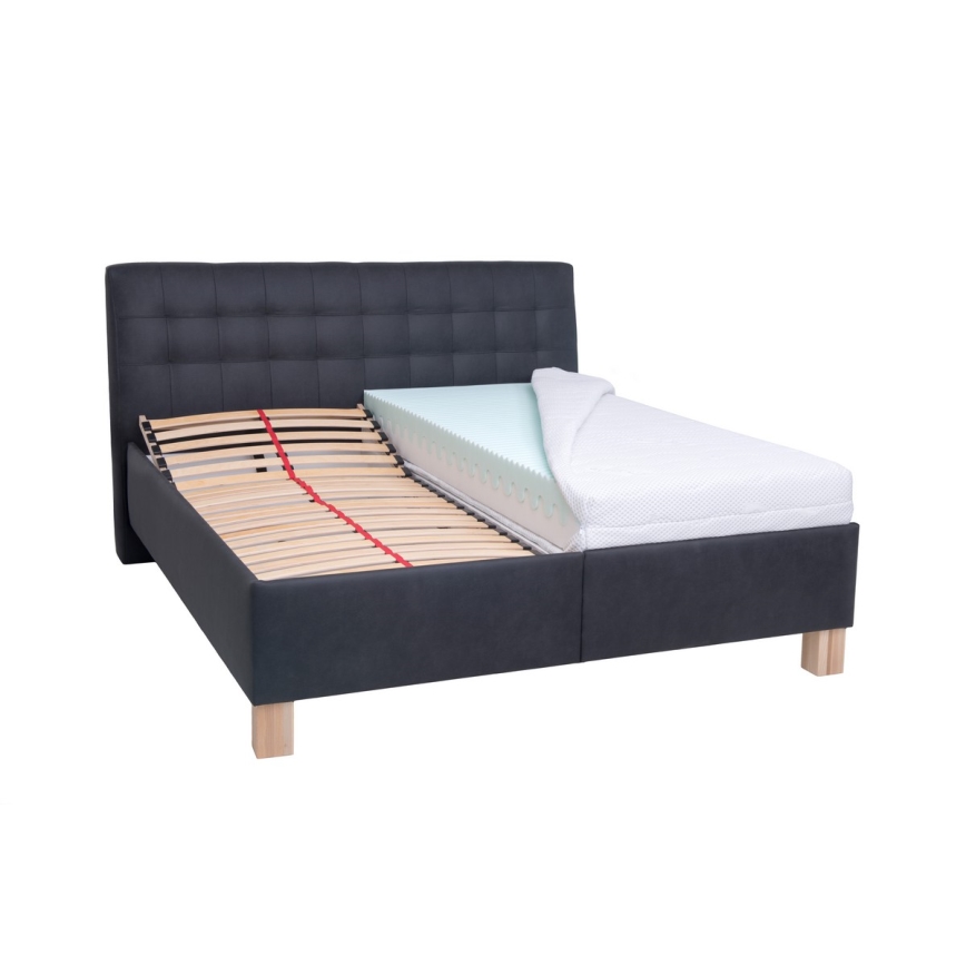Letto imbottito con contenitore VIOLET 180x200 cm, senza materasso, antracite
