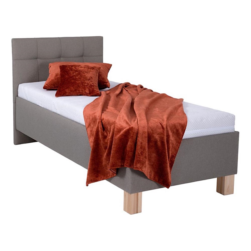 Letto imbottito con materasso e contenitore MARIA ONE 90x200 cm tortora