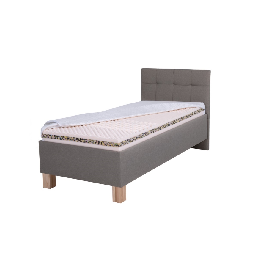 Letto imbottito con materasso e contenitore MARIA ONE 90x200 cm tortora