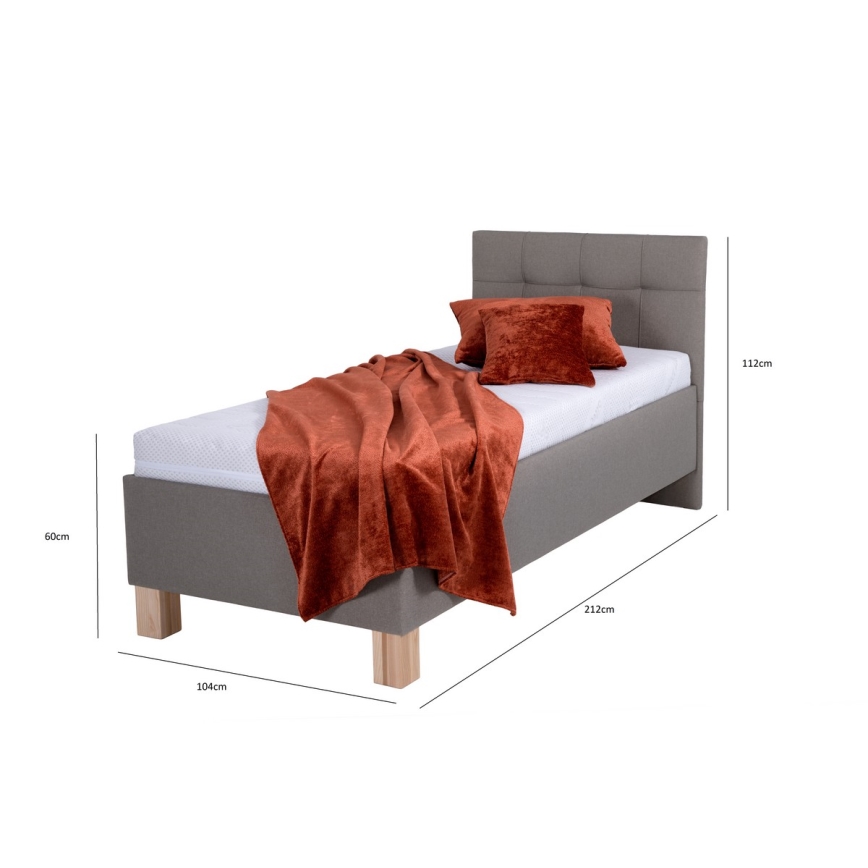 Letto imbottito con materasso e contenitore MARIA ONE 90x200 cm tortora