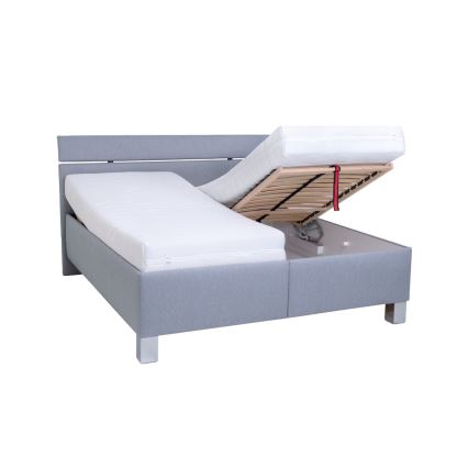 Letto imbottito con materasso e spazio di archiviazione ALIS 180x200 cm grigio chiaro