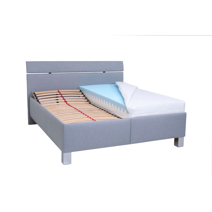 Letto imbottito con materasso e spazio di archiviazione ALIS 180x200 cm grigio chiaro