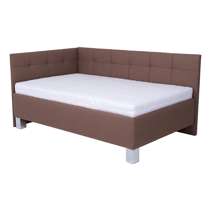 Letto imbottito con materasso e spazio di archiviazione MARIA PETITE 120x200 cm marrone