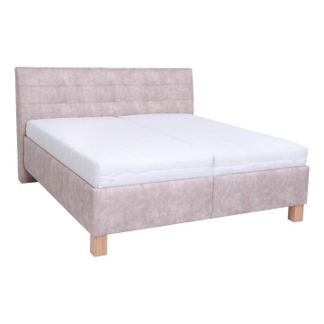 Letto imbottito con materasso e spazio di archiviazione VIOLET 180x200 cm beige