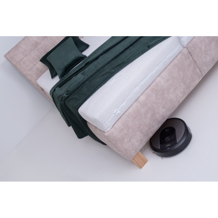 Letto imbottito con materasso e spazio di archiviazione VIOLET 180x200 cm beige