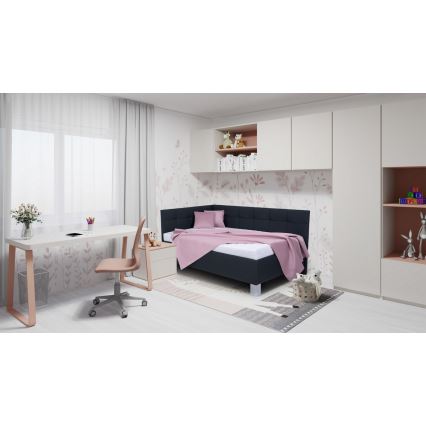 Letto imbottito con spazio di archiviazione senza materasso MARIA PETITE 120x200 cm antracite.