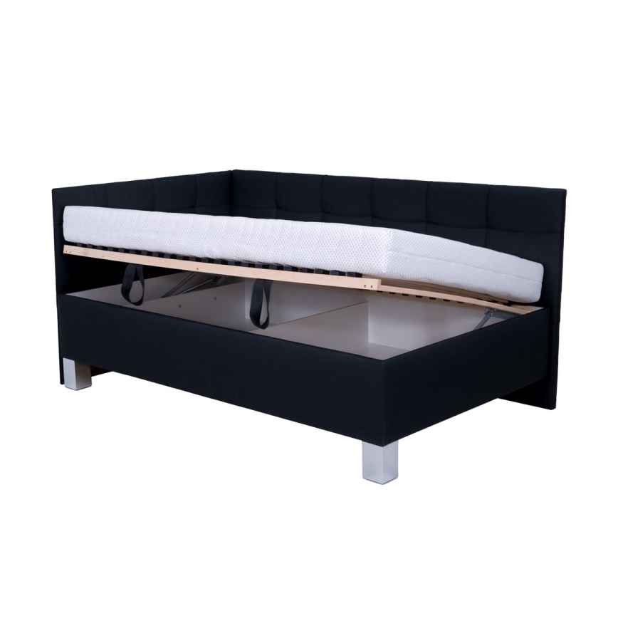 Letto imbottito con spazio di archiviazione senza materasso MARIA PETITE 120x200 cm antracite.