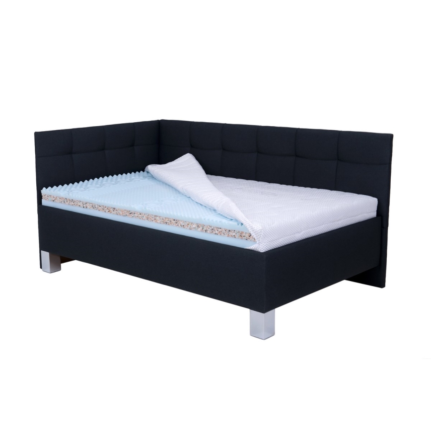 Letto imbottito con spazio di archiviazione senza materasso MARIA PETITE 120x200 cm antracite.